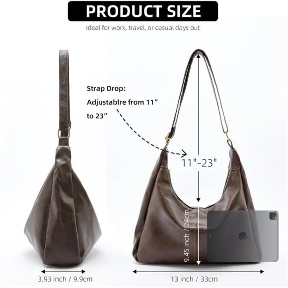 Hobo Bags for Women, Ultra Soft Foldable Vegan Leather Shoulder
